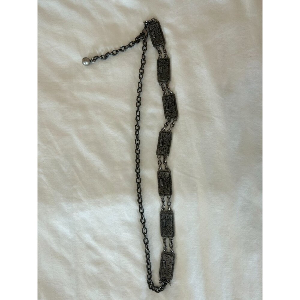 Chicos Chain Link Belt Rectangular Red & Blue Ena… - image 4